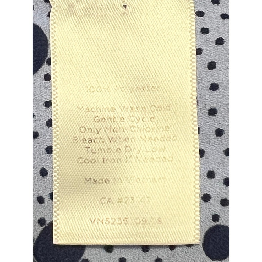 Talbots Polka Dot Blouse Womens Medium Blue Navy Sleeveless Split Neck Top - Picture 6 of 7